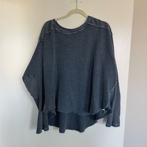 Oversized Blue Waffle Knit Top